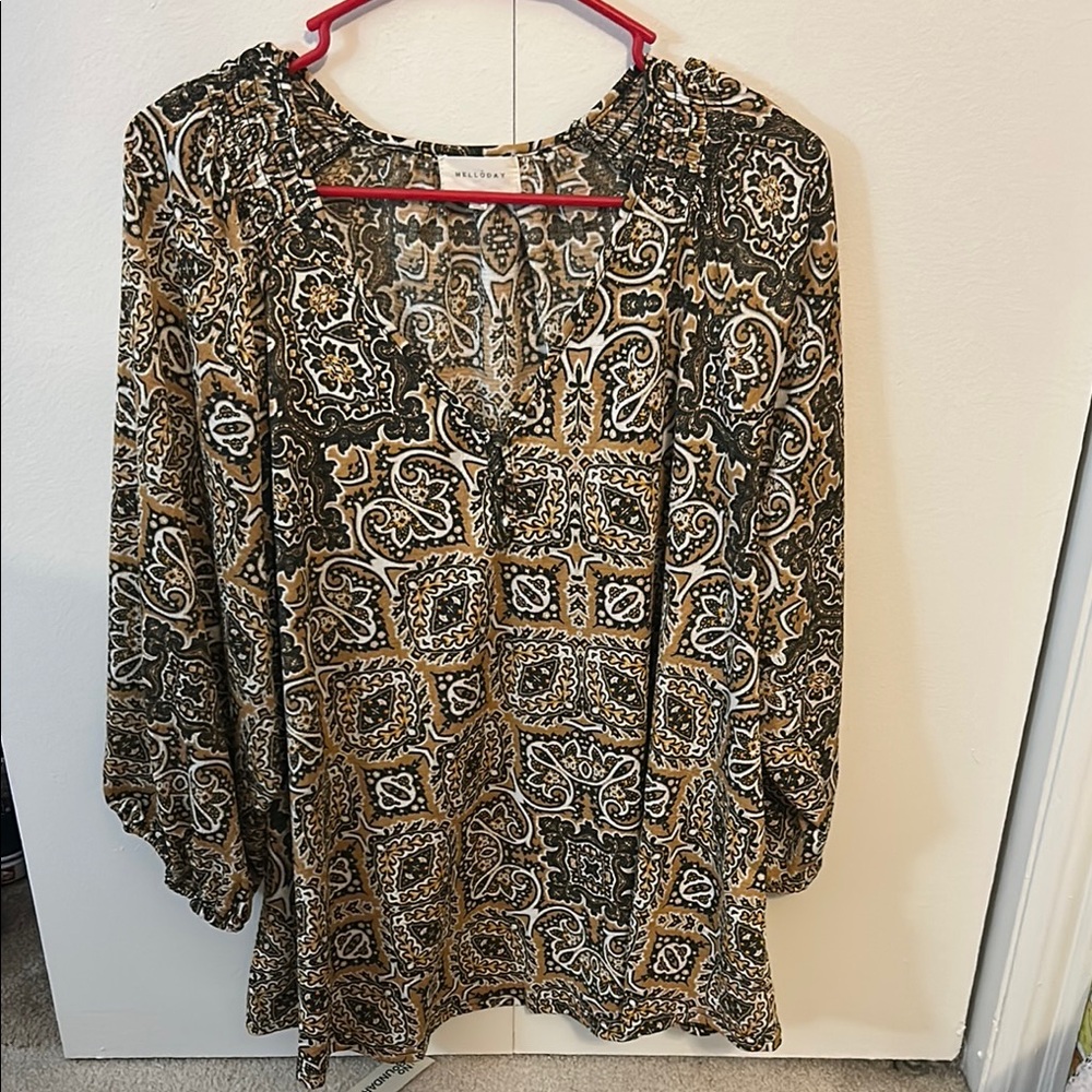 Chico's Black and Tan Paisley Women's Top